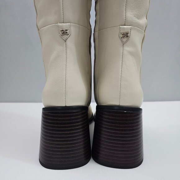 Sam Edelman Wade Knee High Boot Womens 10 Ivory Cream Leather Block Heel NEW - Picture 11 of 16